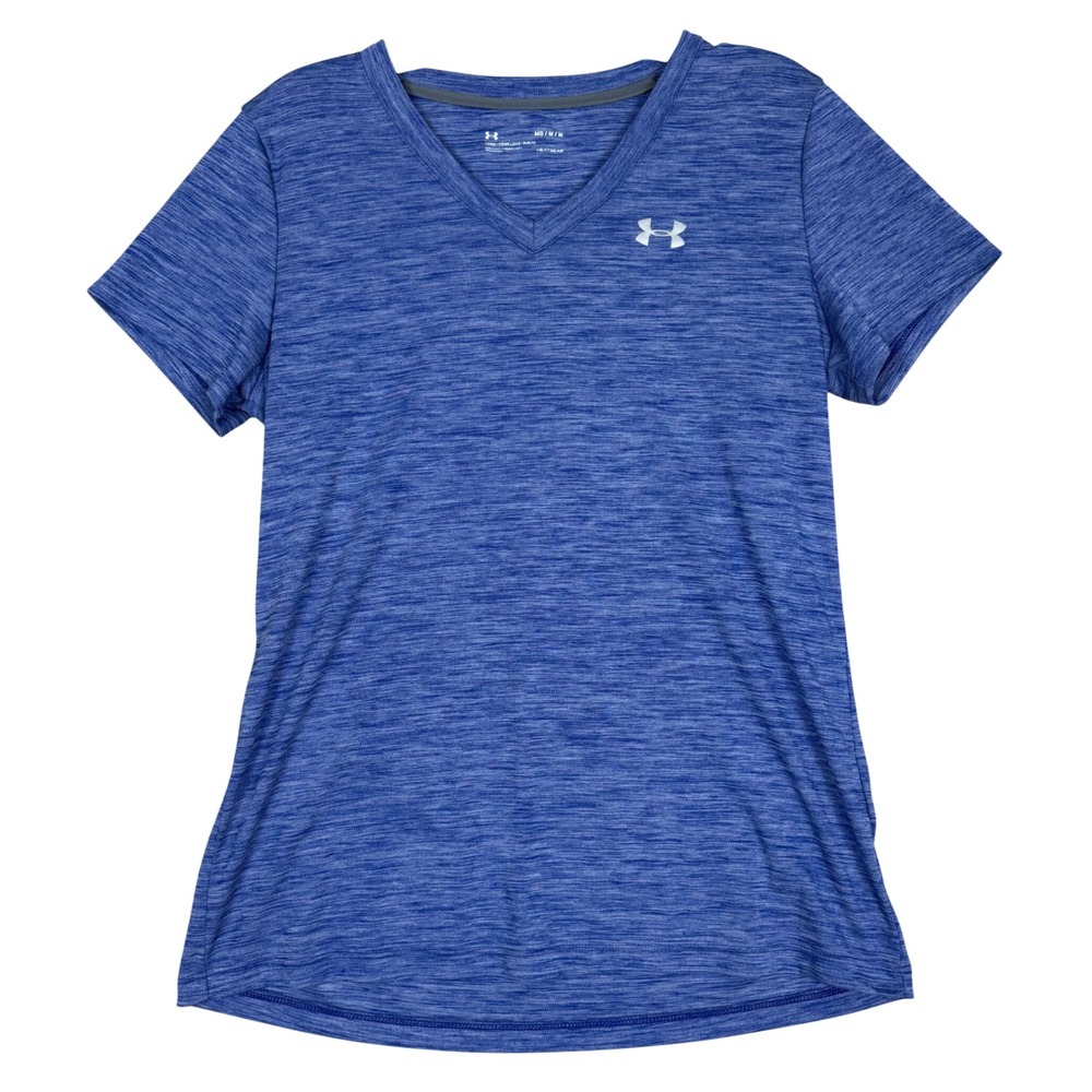 Under Armour V-Neck Tee M 18.5in HeatGear Activewear Blue Heathered Sporty Gym